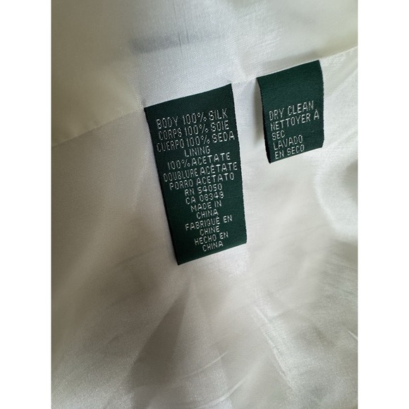 LAUREN RALPH LAUREN Double Breasted Blazer 100% Silk Pinstripe Women SZ 16 - Picture 9 of 11